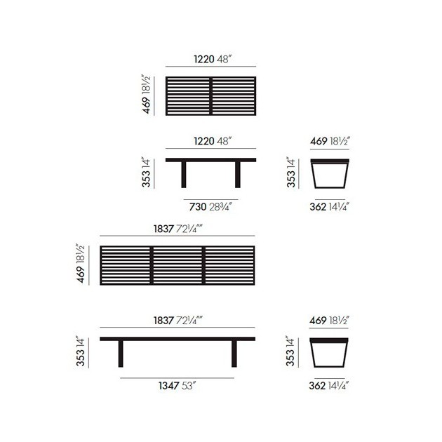 Banco Nelson Bench Vitra medidas