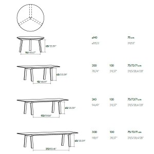 Dimensiones mesa Mitis nogal Punt Mobles