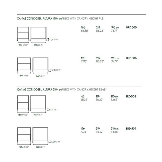 dimensiones Cama con dosel Breda de Punt Mobles