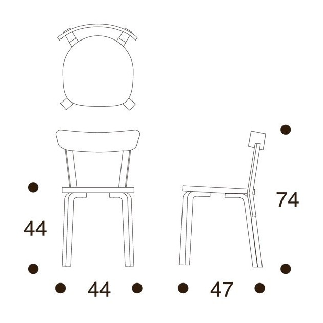 dimensiones Silla 69 de Artek