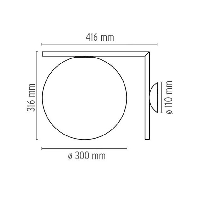 Aplique IC C/W2 pared y techo Flos medidas