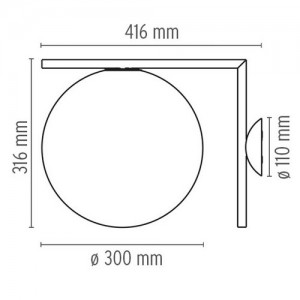 Aplique IC C/W2 pared y techo Flos medidas