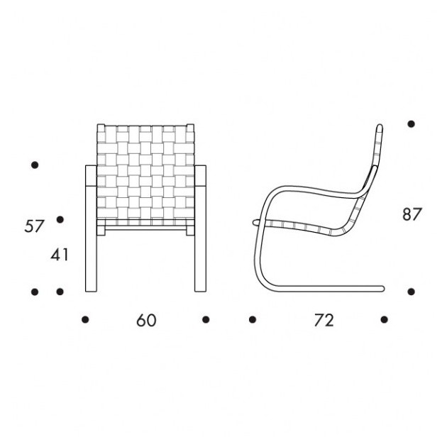 dimensiones Sillón 406 de Artek