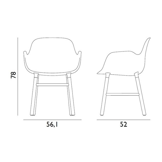 dimensiones Silla Form con brazos nogal Normann Copenhagen