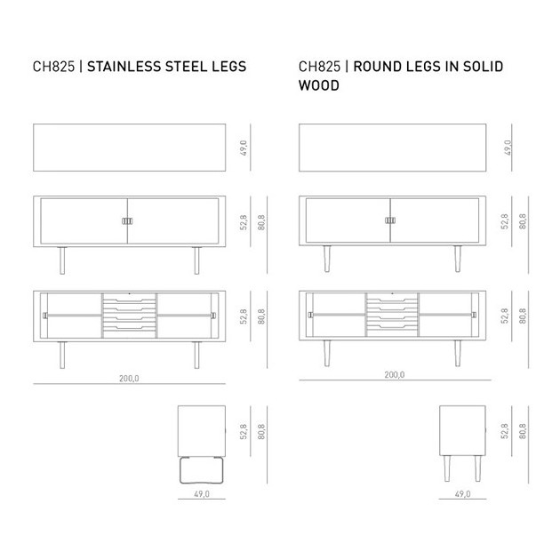 medidas Aparador credenza CH825 de Carl Hansen. Disponible en Moisés showroom