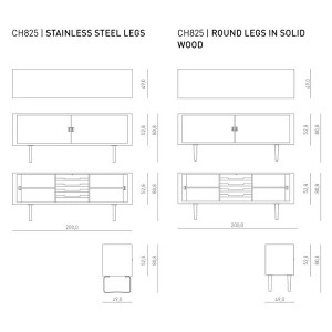 medidas Aparador credenza CH825 de Carl Hansen. Disponible en Moisés showroom