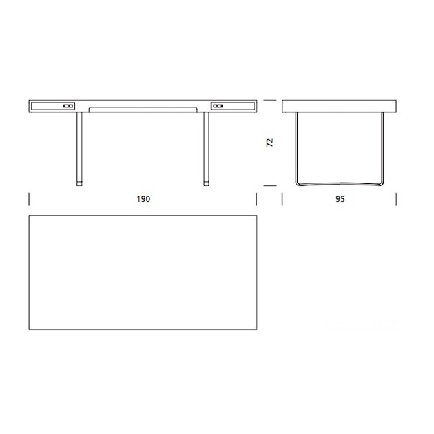 Dimensiones mesa de oficina CH110 de Carl Hansen. Disponible en Moisés showroom