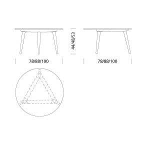 Dimensiones mesa CH008 de Carl Hansen. moisés showroom