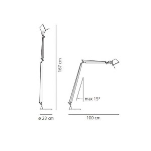 dimensiones lámpara de pie lectura Tolomeo Artemide