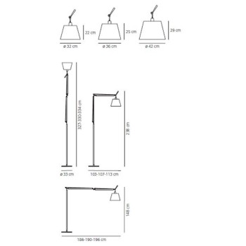 dimensiones lámpara de pie Tolomeo Mega beige Artemide dimensiones lámpara de pie Tolomeo Mega beige Artemide