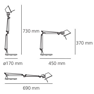 dimensiones Lampara de sobremesa Tolomeo Micro Artemide