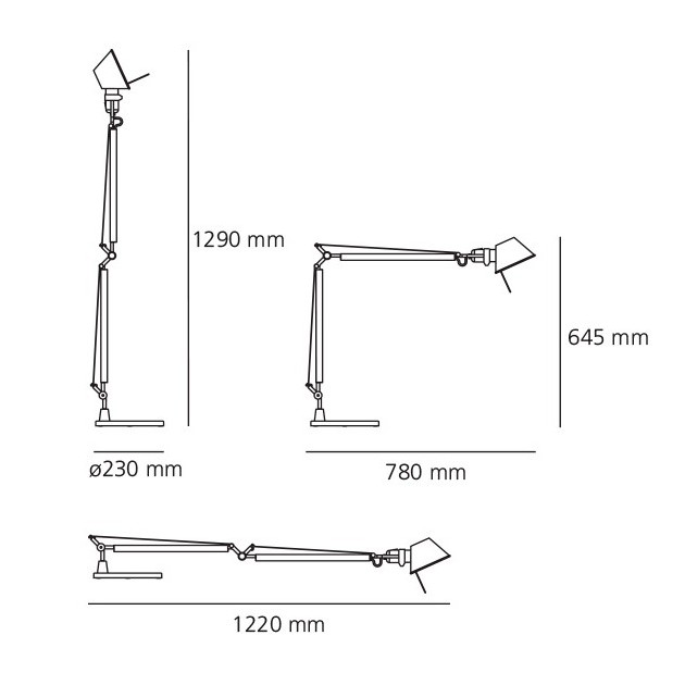 dimensiones lámpara de sobremesa Tolomeo Artemide.