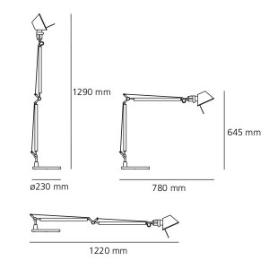 dimensiones lámpara de sobremesa Tolomeo Artemide.