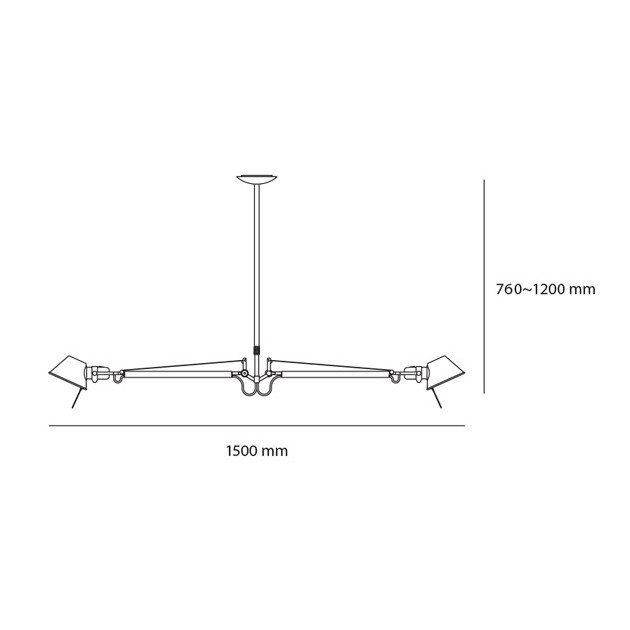 dimensiones lámpara de suspensión 2 brazos Tolomeo Artemide