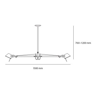 dimensiones lámpara de suspensión 2 brazos Tolomeo Artemide