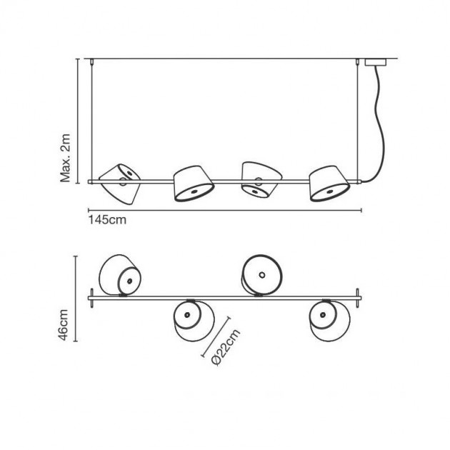 dimensiones Lámpara de suspensión TamTam 4 Marset