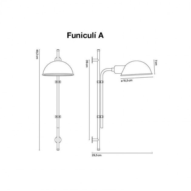 dimensiones Aplique de pared Funiculí A de Marset