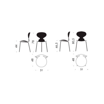Chaise fourmi 4 pieds et coque de Fritz Hansenen frêne teinté Chaise fourmi 4 pieds et coque de Fritz Hansenen frêne teinté