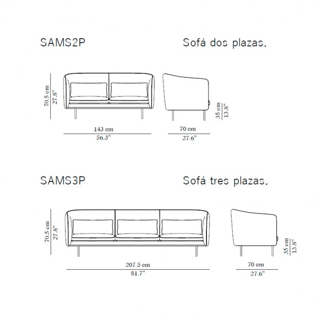 medidas sofá Sam Perobell