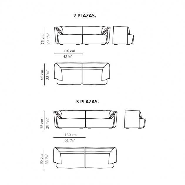 medidas Sofás Wallace Perobell