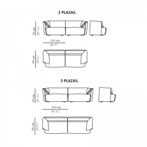 medidas Sofás Wallace Perobell