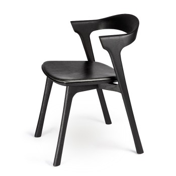 Silla Bok con asiento cuero negro de Ethnicraft en Moises Showroom Silla Bok con asiento cuero negro de Ethnicraft en Moises Showroom