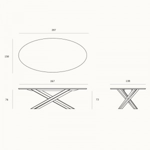 Medidas mesa de comedor Mikado Oval de Ethnicraft en Moises Showroom