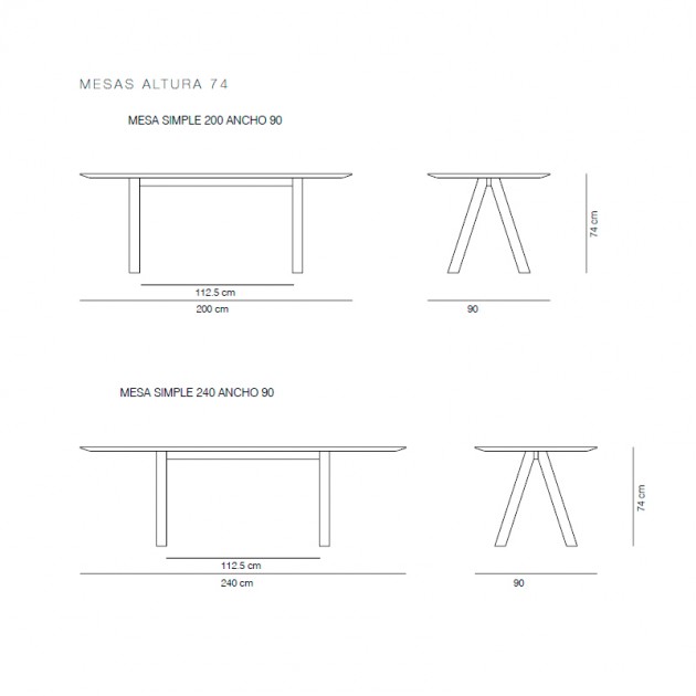 Medidas de la mesa Trestle de Viccarbe en Moises Showroom