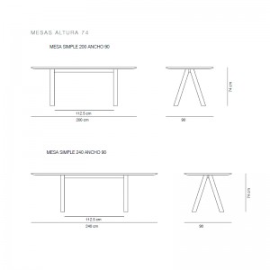 Medidas de la mesa Trestle de Viccarbe en Moises Showroom