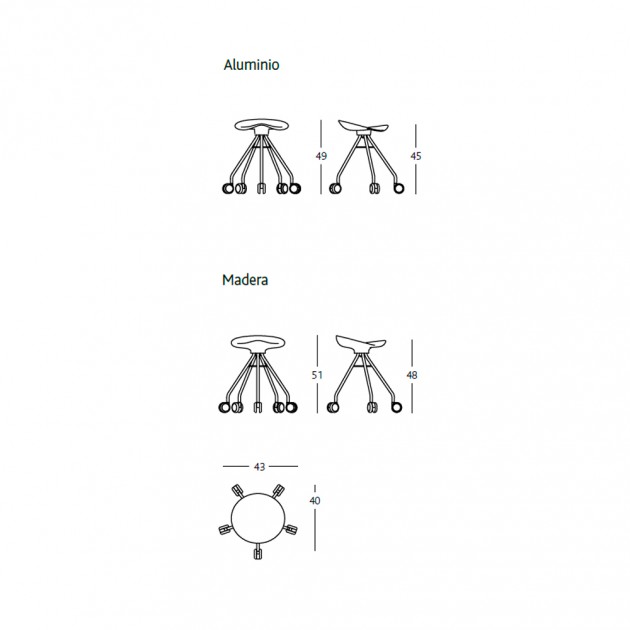Taburete bajo con ruedas Jamaica de BD Barcelona en Moises Showroom