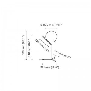 Lámpara IC T1 High Flos medidas