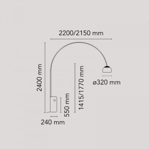 Lámpara Arco Led pie Flos medidas
