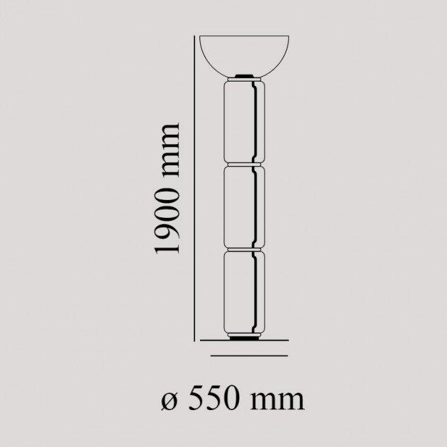 Lámpara Noctambule Floor 3 High Cylinders Bowl Big Base Flos medidas