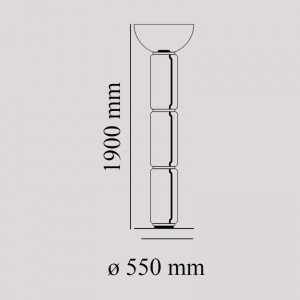 Lámpara Noctambule Floor 3 High Cylinders Bowl Big Base Flos medidas