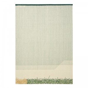 Kilim Backstitch Calm color verde de Gan Rugs en Moises Showroom