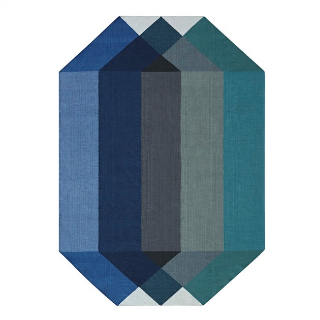 Kilim Diamond Blue-Yellow de Gan Rugs en Moises Showroom