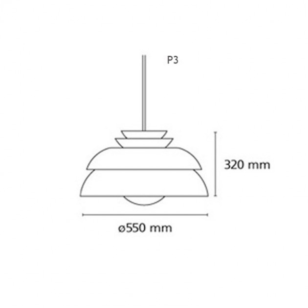 Medidas lámpara concert P3 Fritz Hansen