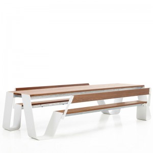 Mesa Hopper Picnic con respaldo madera Hellwood color blanco de Extremis