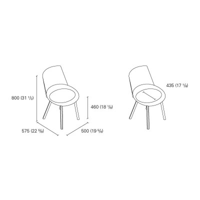 Dimensiones Silla Houdini de E15. Disponible en Moisés Showroom Dimensiones Silla Houdini de E15. Disponible en Moisés Showroom