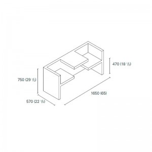 Dimensiones Mesa-banco Tafel de E15. Disponible en Moisés showroom