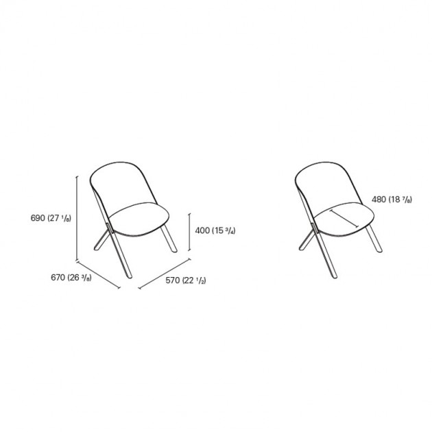 Dimensiones Butaca That de E15. Disponible en Moisés showroom