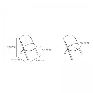 Dimensiones Butaca That de E15. Disponible en Moisés showroom