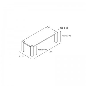 Dimensiones Mesa TA04 Bigfoot de E15. Disponible en Moisés showroom