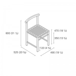 Dimensiones Silla Karnak de E15. Disponible en Moisés Showroom