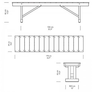 Dimensiones banco BM1871 de Carl Hansen. Disponible en Moisés showroom