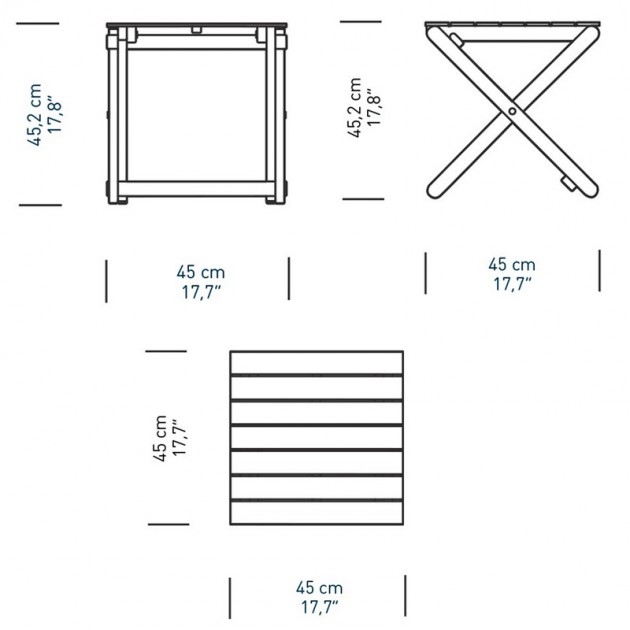 Dimensiones mesa auxiliar BM5868 de carl Hansen. Disponible en Moisés showroom