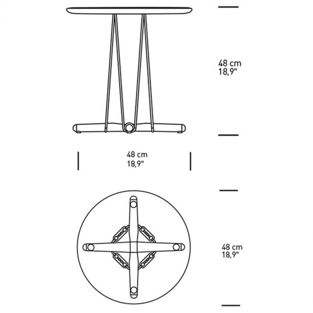 Medidas de mesa Embrace Lounge E012 diametro 48 cm. Encuentra en Moisés showroom las mesas de Carl Hansen