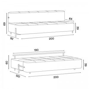 Dimensiones sofá cama daybe sin brazos. Encuéntralo en Moisés showroom