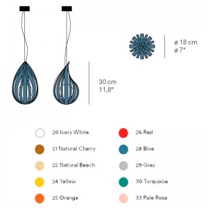 dimensiones y colores lámpara Raindrop SP de Luzifer