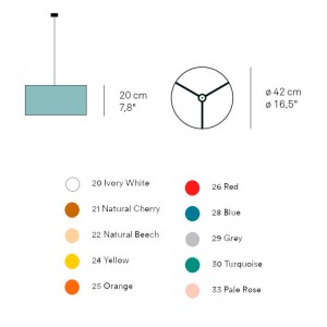 dimensiones y colores Lámpara suspensión Gea S de Luzifer